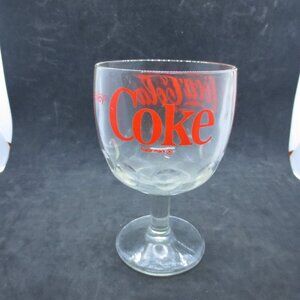 Vintage 16 Oz Coca-Cola Coke Pedestal Thumb Print Stem Goblet Drinking Glass